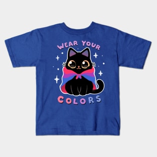 Bisexual LGBT Pride Cat - Kawaii Rainbow Kitty - Wear your colors Kids T-Shirt